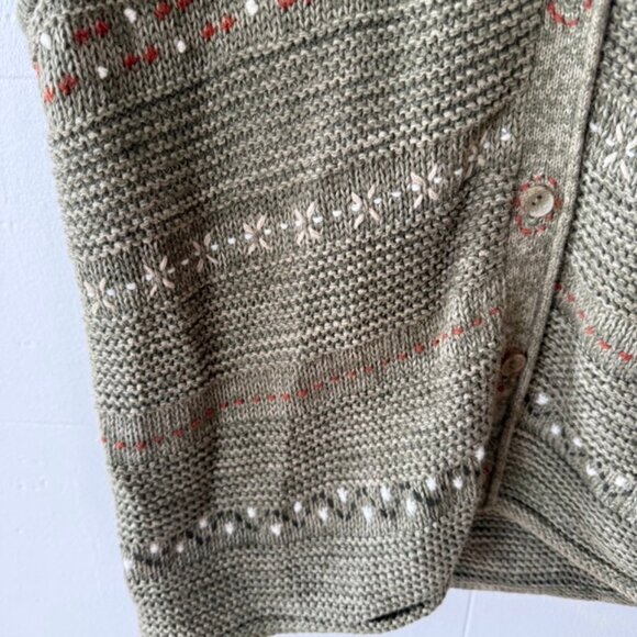 Woolrich | Cottagecore Green Knit Vest Floral | Embroidered Cotton | Size Large - Picture 7 of 10